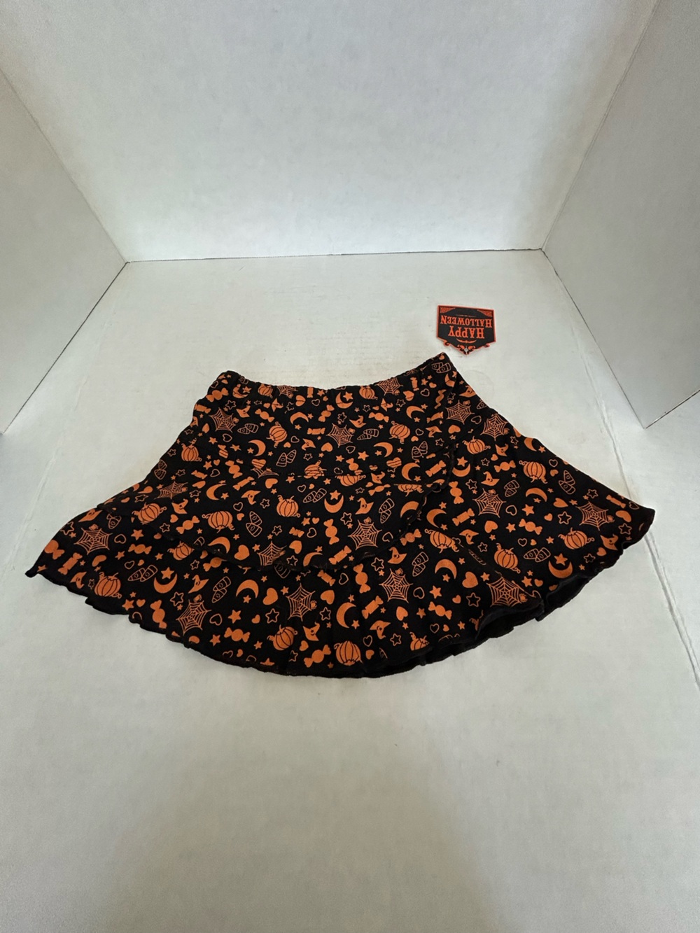 Infant Halloween Print Black & Orange Printed Ruffle Skirt Sz 24M NWWT